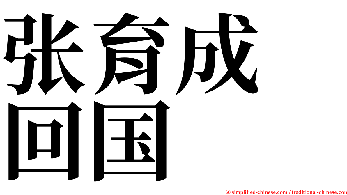 张育成　回国 serif font